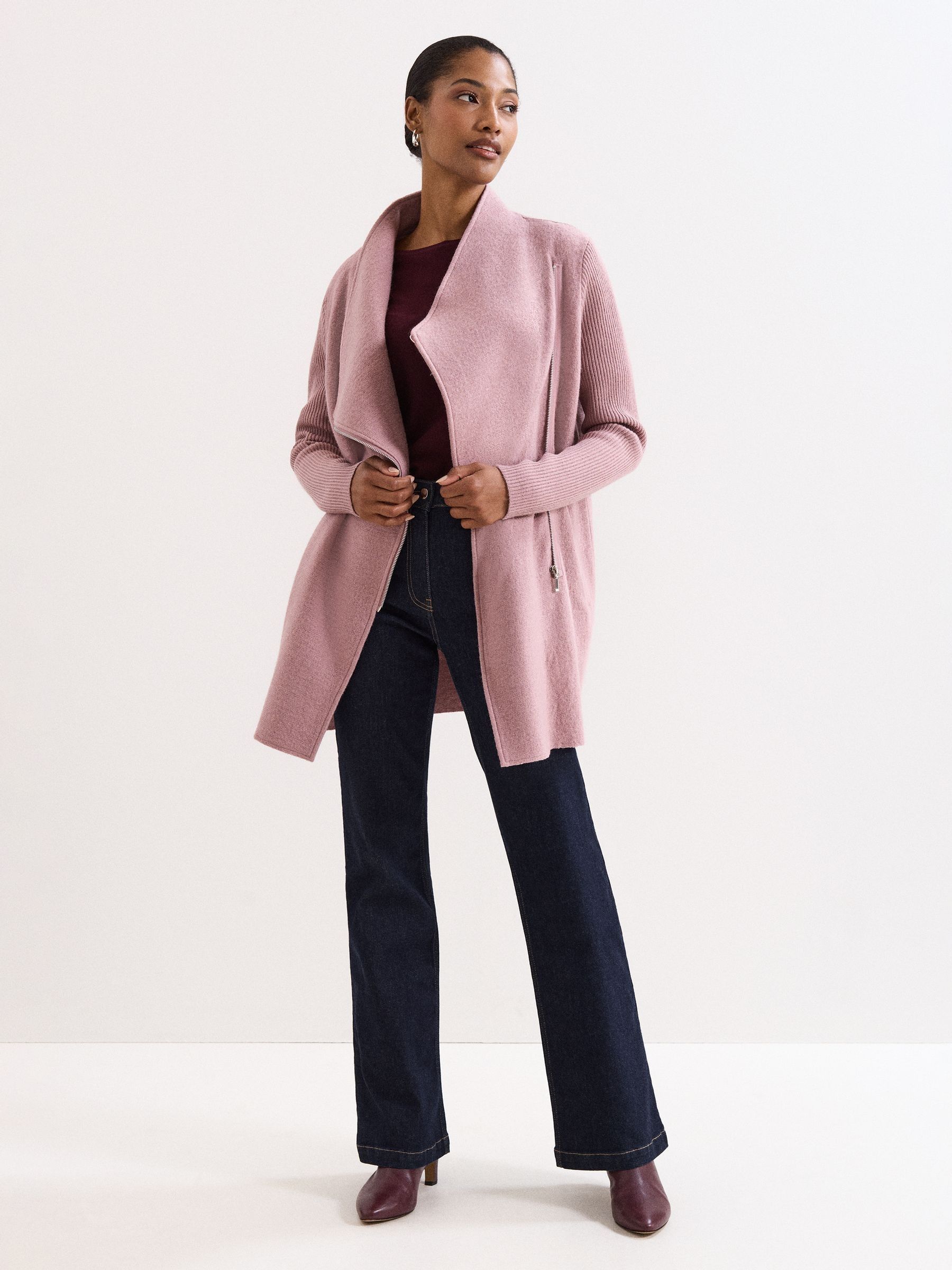 Buy Phase Eight Pink Byanca Zip Knit Coat from the Next UK online shop