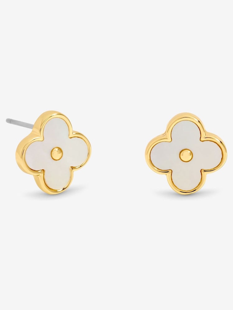 Jon Richard Gold 18K Plated and Mother of Pearl Clover Earrings - Hanging Heart - Image 1 of 2 Jon Richard Gold 18K Plated and Mother of Pearl Clover Earrings - Hanging Heart - Image 1 of 2