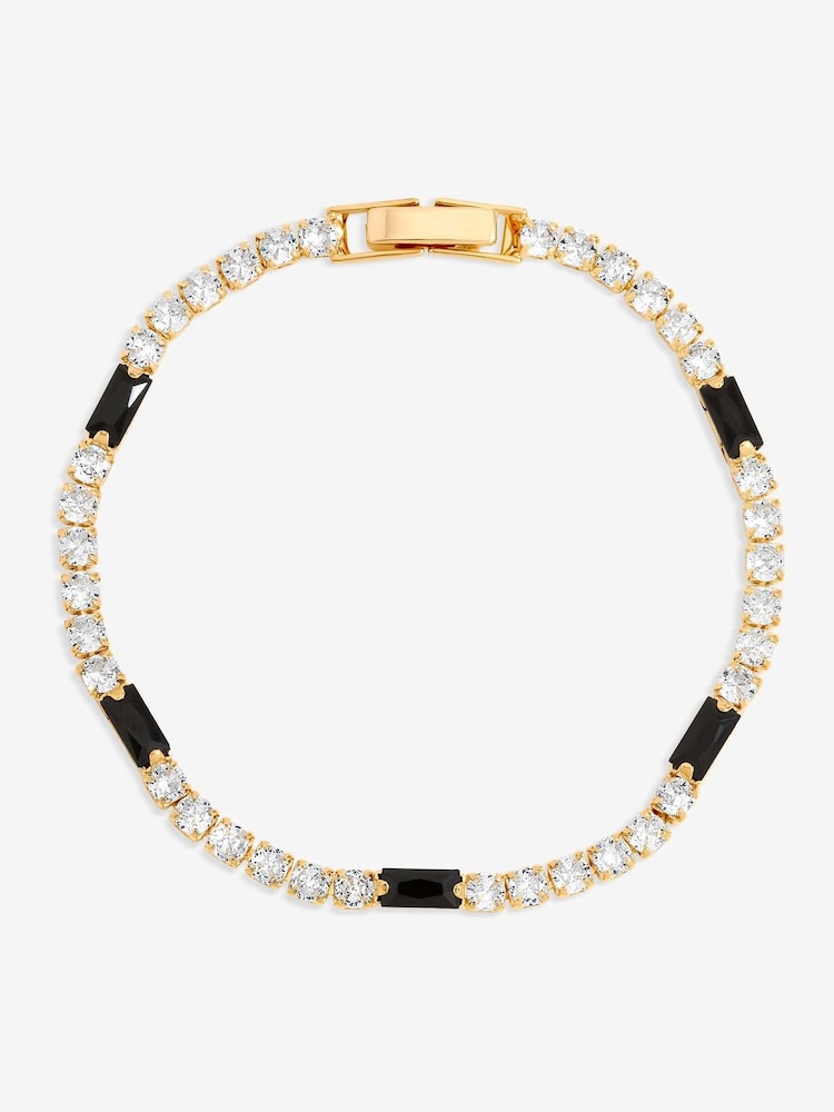 Jon Richard Gold Plated Round Stone and Jet Tennis Bracelet - Image 1 of 4