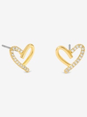 Jon Richard Gold 14K Gold Plated Crystal and Polished Heart Studs - Image 1 of 2