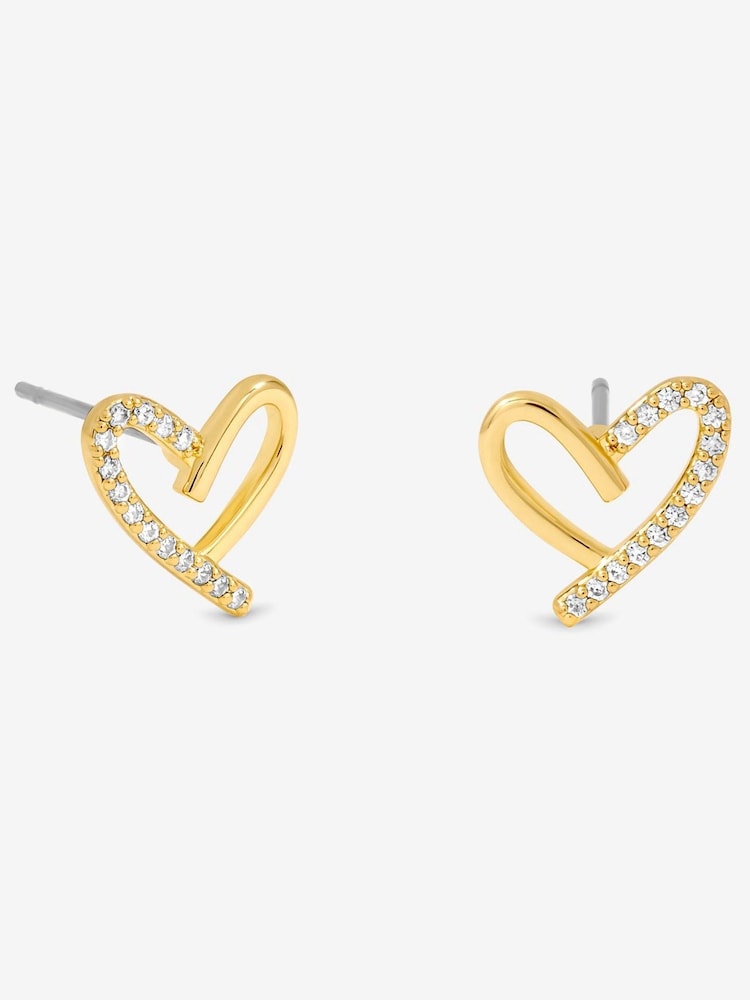 Jon Richard Gold 14K Gold Plated Crystal and Polished Heart Studs - Image 1 of 2