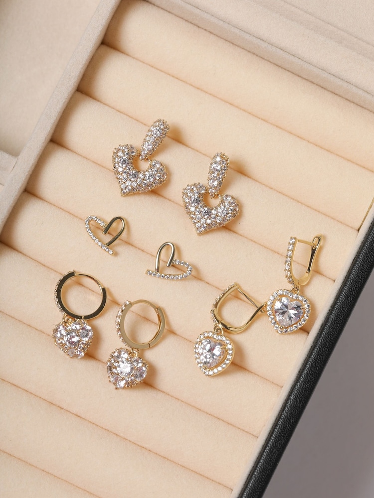 Jon Richard Gold 14K Gold Plated Crystal and Polished Heart Studs - Image 2 of 2