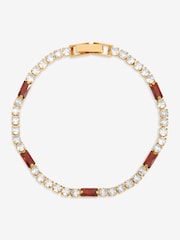 Jon Richard Gold Plated Round Stone and Ruby Tennis Bracelet - Image 1 of 4