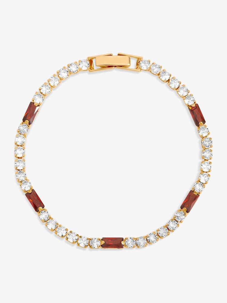 Jon Richard Gold Plated Round Stone and Ruby Tennis Bracelet - Image 1 of 4