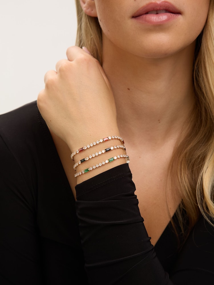 Jon Richard Gold Plated Round Stone and Ruby Tennis Bracelet - Image 2 of 4