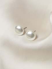 Jon Richard Silver Plated Cream Large Bouton Pearl Earrings - Image 1 of 1