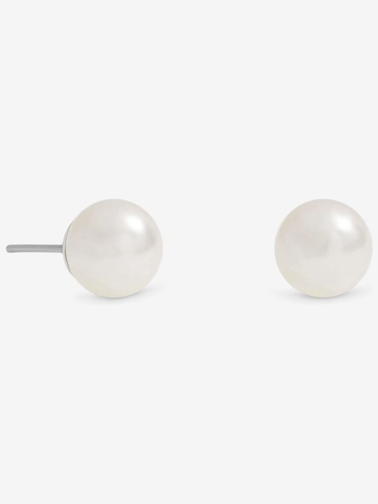 Jon Richard Silver Tone Cream Small Pearl Earrings - Image 1 of 2 Jon Richard Silver Tone Cream Small Pearl Earrings - Image 1 of 2