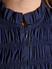 Joules Ettie Navy Frill Shirred Top With Broderie Sleeves - Image 6 of 8
