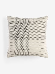 Black/White 50 x 50cm Embroidered Quiet Check Cushion - Image 3 of 4