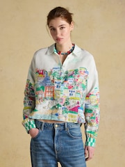 Joules Selena Coastal Scene Print Pure Linen Printed Long Sleeve Shirt - Image 4 of 12