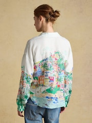 Joules Selena Coastal Scene Print Pure Linen Printed Long Sleeve Shirt - Image 5 of 12