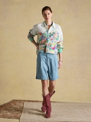 Joules Selena Coastal Scene Print Pure Linen Printed Long Sleeve Shirt - Image 9 of 12