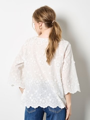Apricot White 3D Mini Flower Bell Sleeve Top - Image 3 of 4