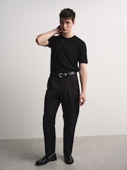 The Set 2 Pack Rib Knitted Short Sleeve Jumpers Black/Green - Image 4 of 12