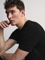 The Set 2 Pack Rib Knitted Short Sleeve Jumpers Black/Green - Image 7 of 12