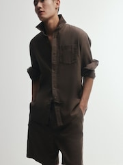 The Set 2 Pack Linen Cotton Relaxed Fit Long Sleeve Shirt - Picha 11 kati ya 14