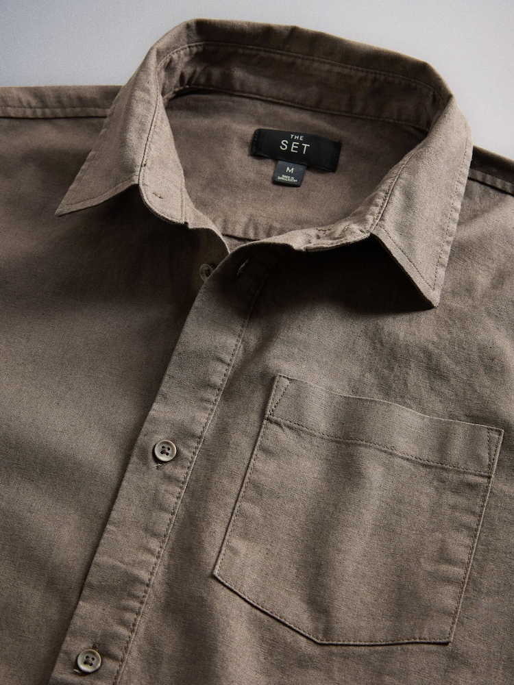 The Set 2 Pack Linen Cotton Relaxed Fit Long Sleeve Shirt - Picha 14 kati ya 14