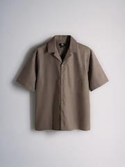 The Set 2 Pack Linen Cotton Relaxed Fit Short Sleeve Shirt Black/Ecru - Image 3 of 8