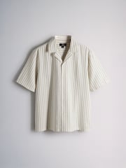 The Set 2 Pack Linen Cotton Relaxed Fit Short Sleeve Shirt Black/Ecru - Image 4 of 8