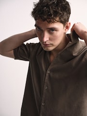 The Set 2 Pack Linen Cotton Relaxed Fit Short Sleeve Shirt Black/Ecru - Image 5 of 8