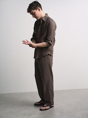 The Set 2 Pack Linen Cotton Relaxed Fit Wide Leg Pull On Trousers - Imagen 4 de 15