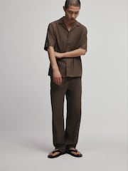 The Set 2 Pack Linen Cotton Relaxed Fit Wide Leg Pull On Trousers - Imagen 5 de 15