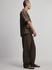 The Set 2 Pack Linen Cotton Relaxed Fit Wide Leg Pull On Trousers - Imagen 6 de 15