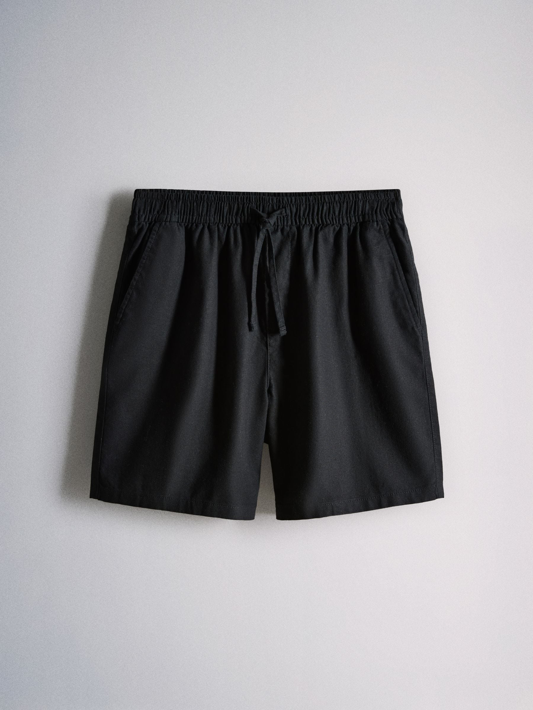 Buy The Set 2 Pack Linen Cotton Relaxed Fit Pull On Shorts Black