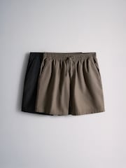 The Set 2 Pack Linen Cotton Relaxed Fit Pull On Shorts - Picha 2 kati ya 12