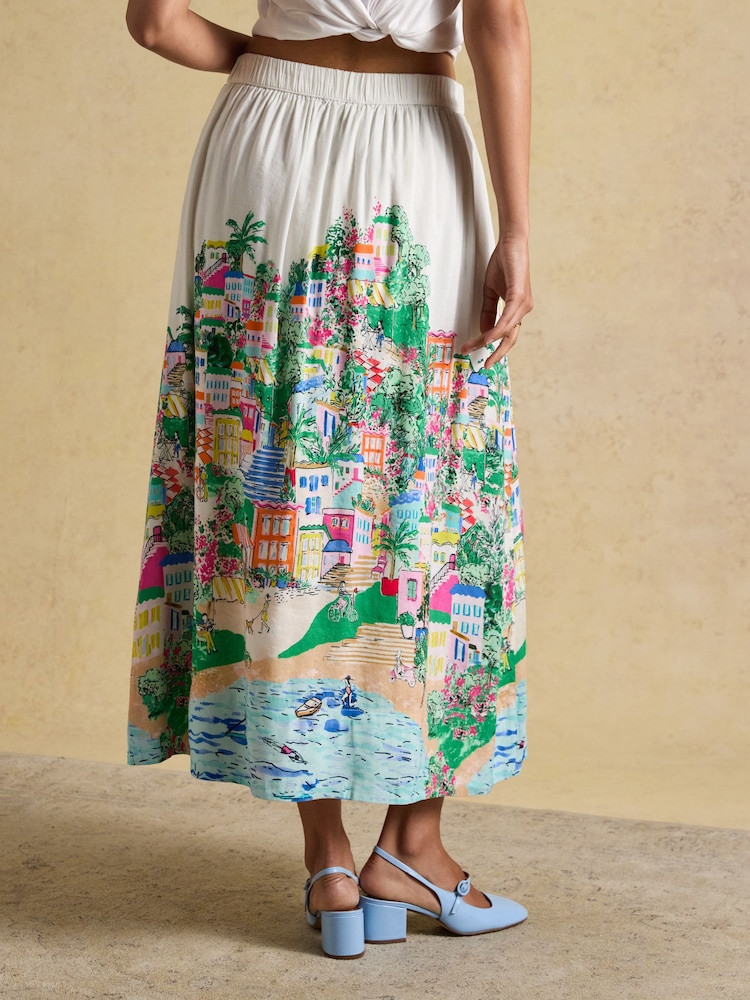 Joules White Fiesta Scene Placement Midi Skirt - Image 2 of 9 Joules White Fiesta Scene Placement Midi Skirt - Image 2 of 9