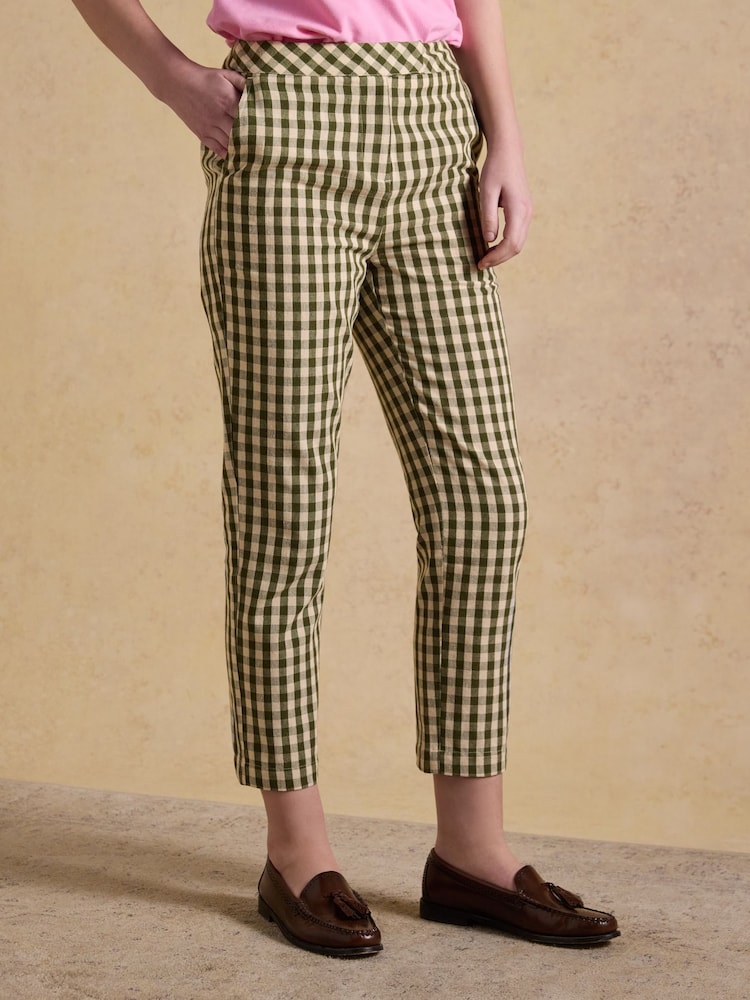 Joules Green Ada Gingham Tailored Trousers - Image 1 of 8