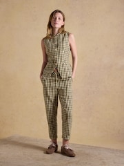Joules Ada Green Gingham Tailored Cropped Trousers - Image 10 of 11