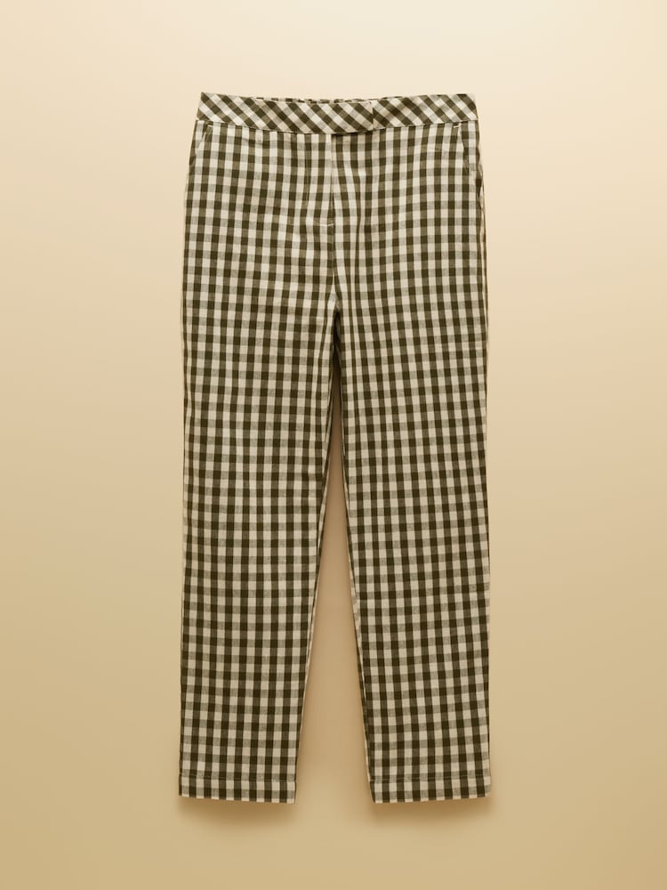 Joules Ada Green Gingham Tailored Cropped Trousers - Image 11 of 11