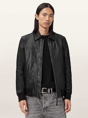 AllSaints Black Rashford Leather Jacket - Image 2 of 6