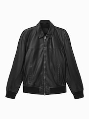 AllSaints Black Rashford Leather Jacket - Image 6 of 6