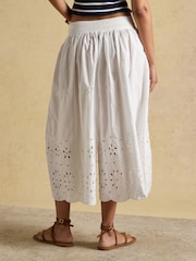 Joules White Broderie Cropped Wide Leg Trouser - Image 2 of 8