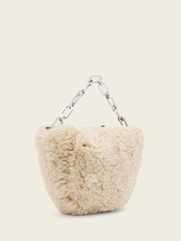 AllSaints Cream Madea Mini Shearling Bag - Image 1 of 4