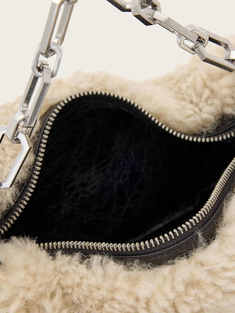 AllSaints Cream Madea Mini Shearling Bag - Image 2 of 4