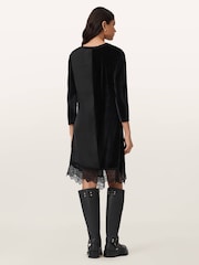 AllSaints Black Lana Velvet Dress - Image 2 of 4