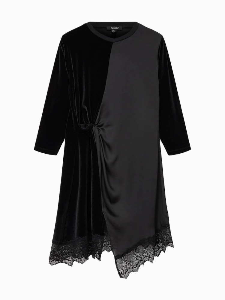AllSaints Black Lana Velvet Dress - Image 4 of 4