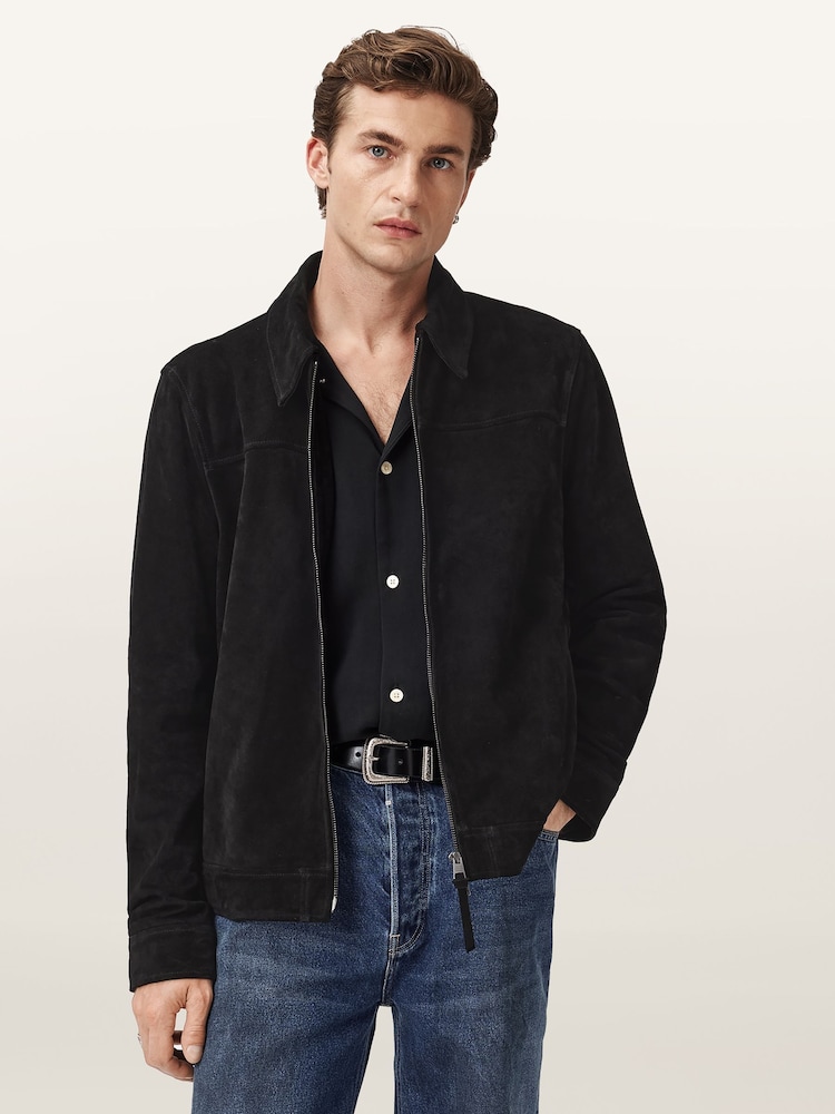AllSaints Black Rhone Jacket - Image 1 of 8
