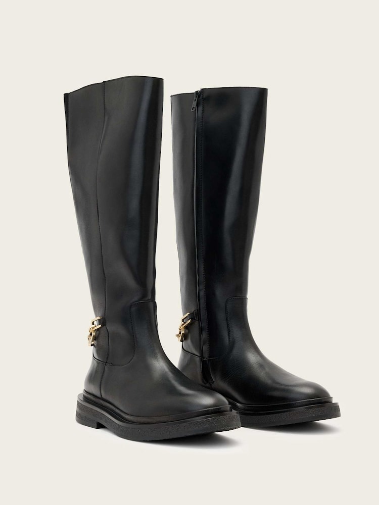 AllSaints Black Escher Chain Rider Boots - Image 1 of 4 AllSaints Black Escher Chain Rider Boots - Image 1 of 4