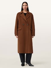 AllSaints Brown Sellma Coat - Image 1 of 8