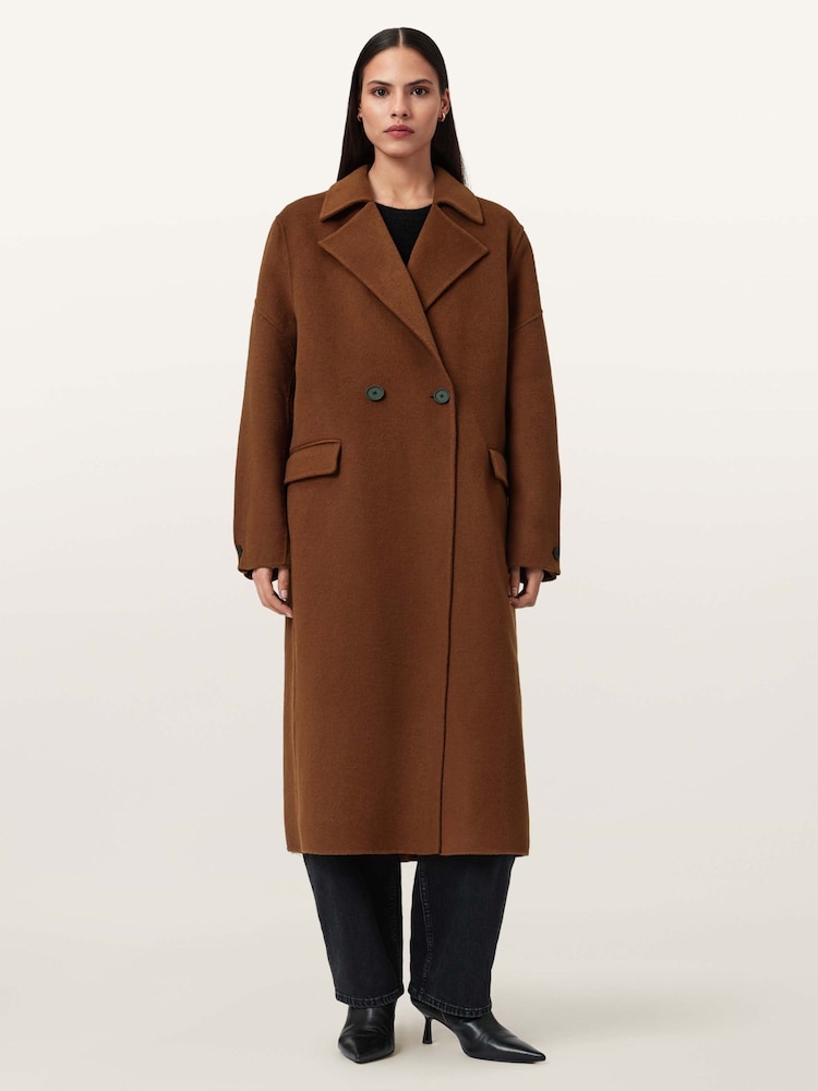 AllSaints Brown Sellma Coat - Image 1 of 8