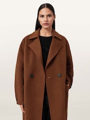 AllSaints Brown Sellma Coat - Image 3 of 8