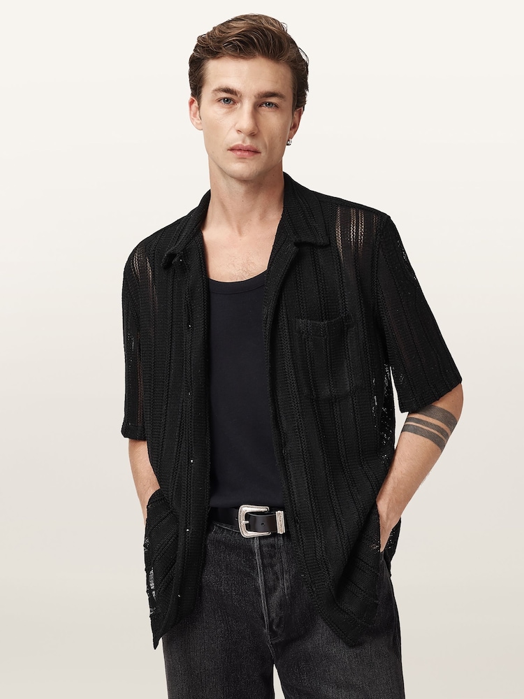 AllSaints Black Sylvan Short Sleeves Shirt - Image 1 of 7