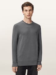 AllSaints Dark Grey Mode Merino Wool Crew Neck Jumper - Image 4 of 8