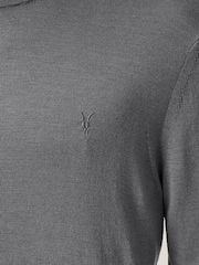 AllSaints Dark Grey Mode Merino Wool Crew Neck Jumper - Image 6 of 8