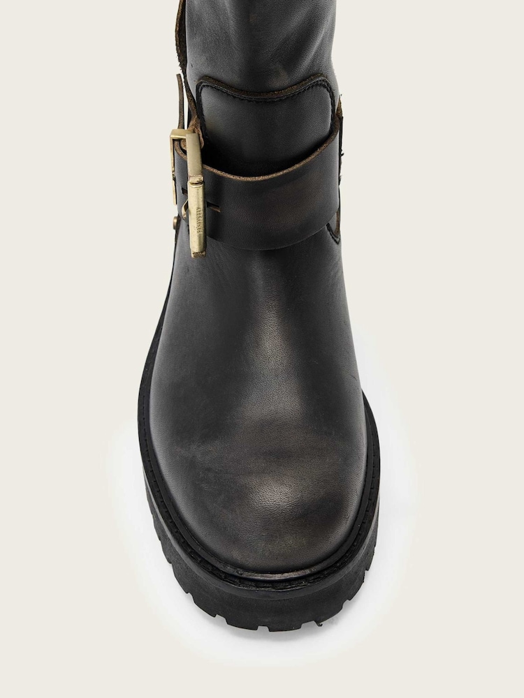 AllSaints Brown Tay Biker Boots - Image 2 of 4