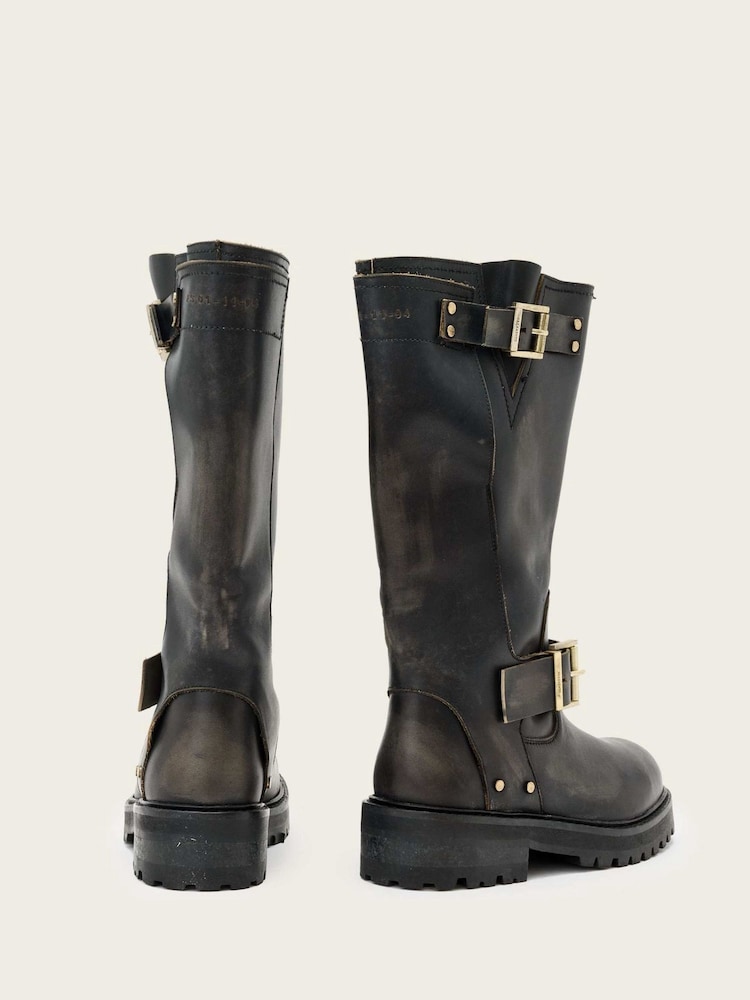 AllSaints Brown Tay Biker Boots - Image 4 of 4